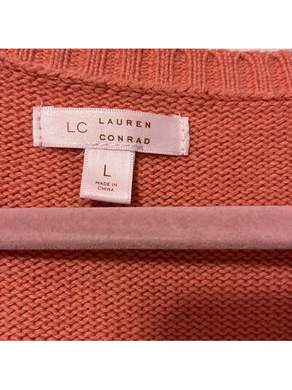 Ruffled V-Neck Button Cardigan - Coral - Picture 3 of 5